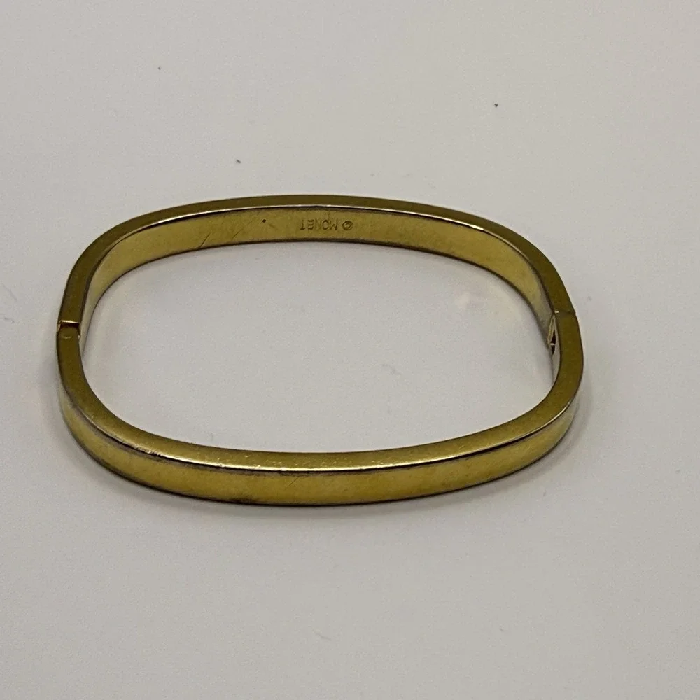 Monet Hinged Bangle Bracelet Slim Stackable Gold Tone Estate